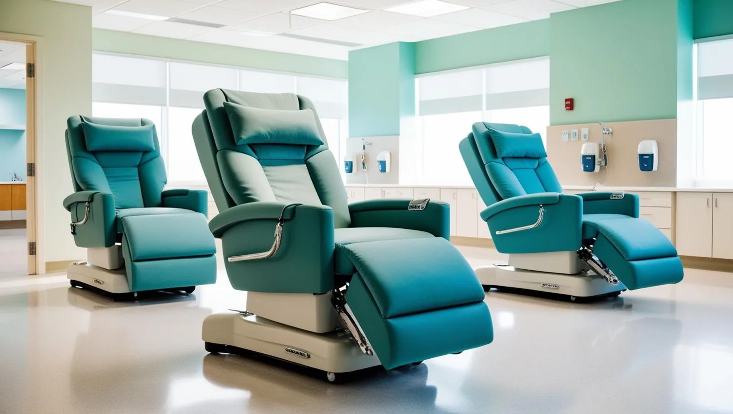 Hemodialysis treatment stations in a dialysis clinic